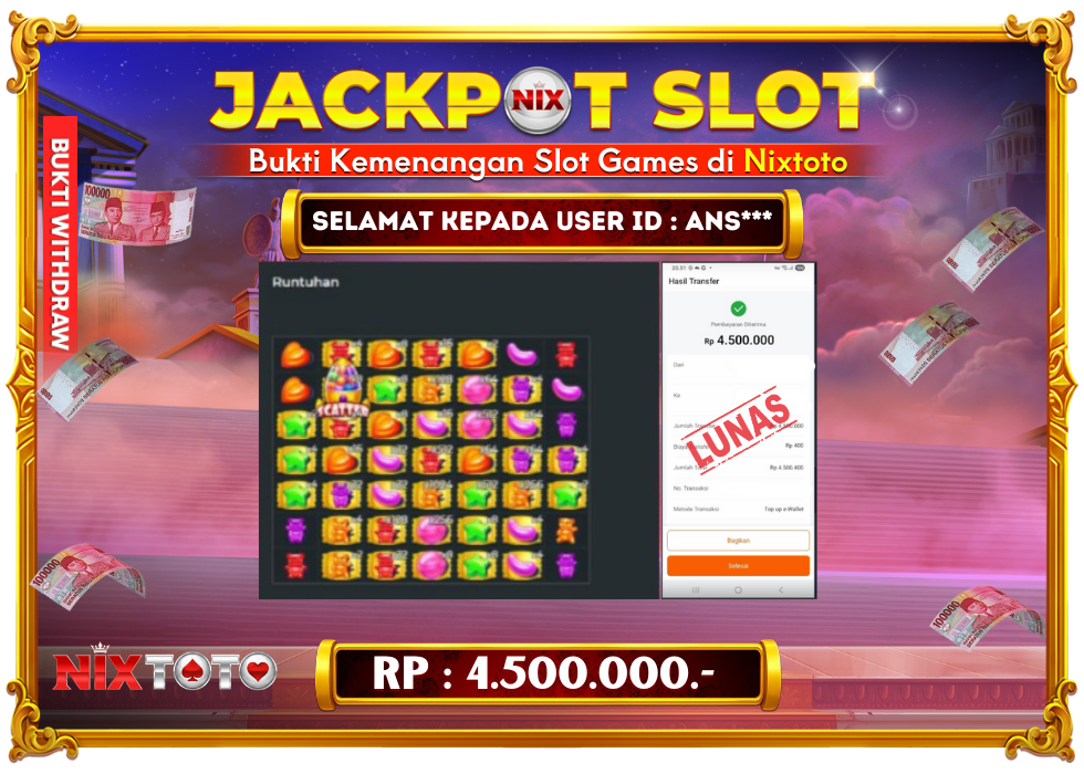 🎰 NIXTOTO JACKPOT SLOT Rp. 4.500.000 LUNAS 🎉