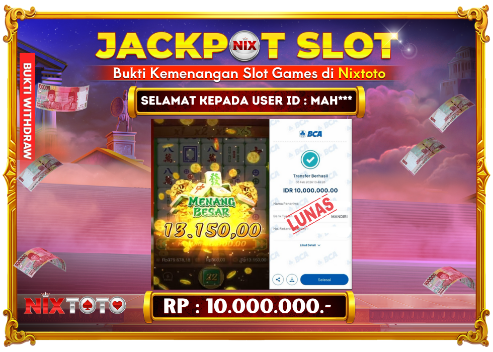 🎰 NIXTOTO JACKPOT SLOT Rp. 10.000.000 LUNAS 🎉