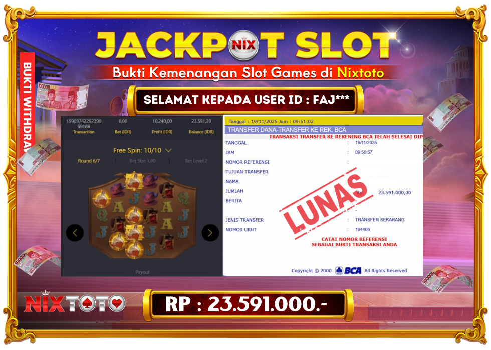 🎰 NIXTOTO JACKPOT SLOT Rp. 23.591.000 LUNAS 🎉