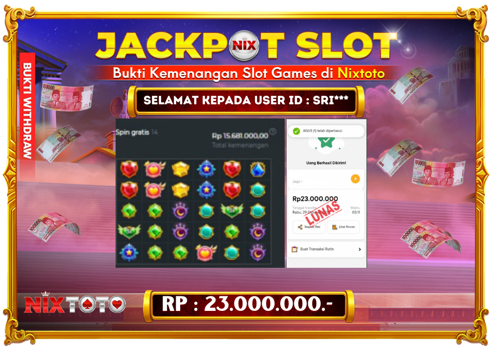 🎰 NIXTOTO JACKPOT SLOT Rp. 23.000.000 LUNAS 🎉