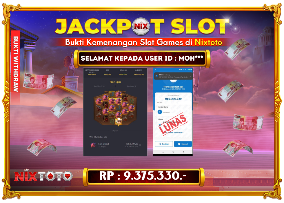 🎰 NIXTOTO JACKPOT SLOT Rp. 9.375.330 LUNAS 🎉