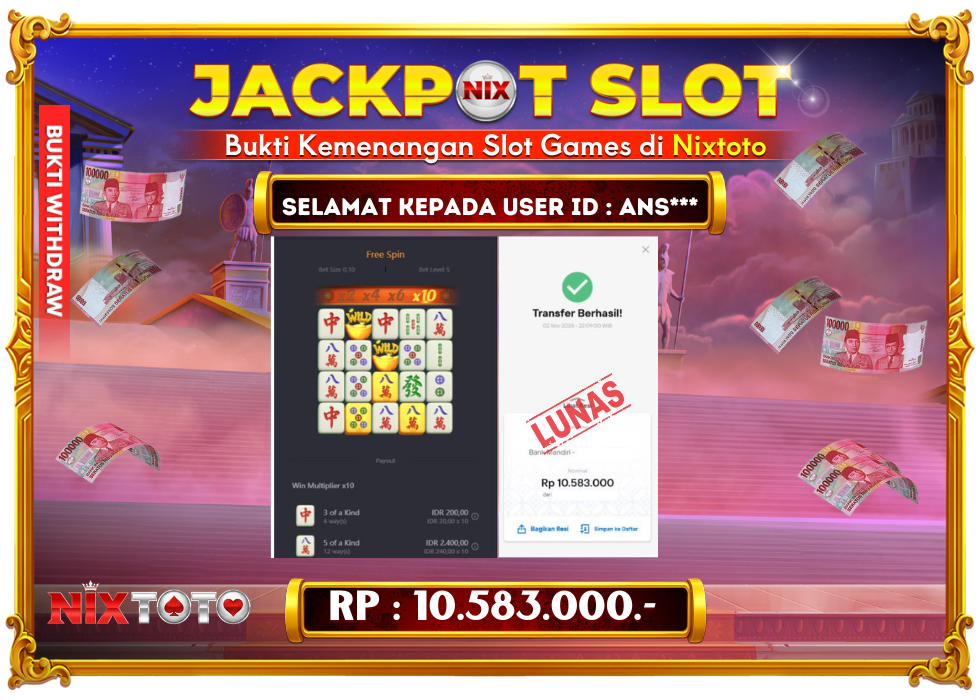 🎰 NIXTOTO JACKPOT SLOT Rp. 10.583.000 LUNAS 🎉