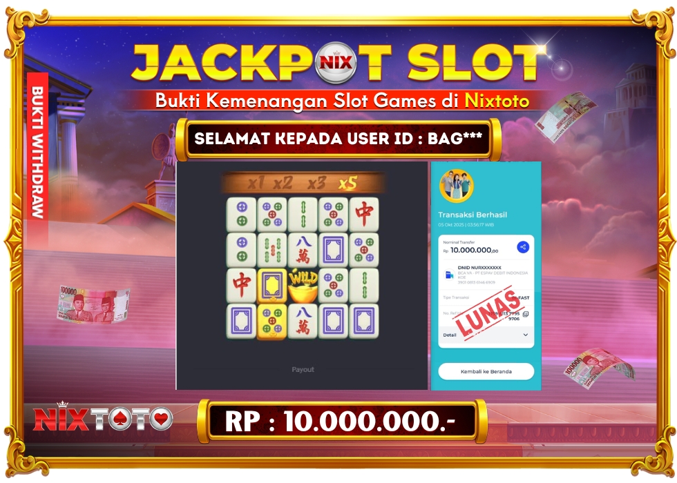 🎰 NIXTOTO JACKPOT SLOT Rp. 10.000.000 LUNAS 🎉