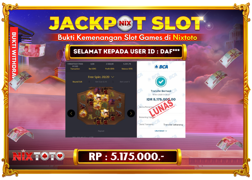 🎰 NIXTOTO JACKPOT SLOT Rp. 5.175.000 LUNAS 🎉