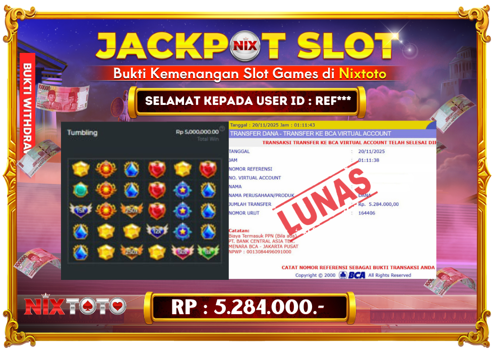 🎰 NIXTOTO JACKPOT SLOT Rp. 5.284.000 LUNAS 🎉