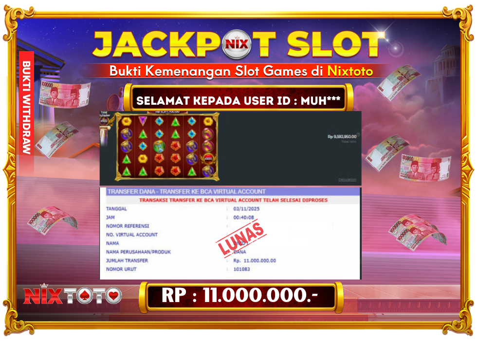 🎰 NIXTOTO JACKPOT SLOT Rp. 11.000.000 LUNAS 🎉